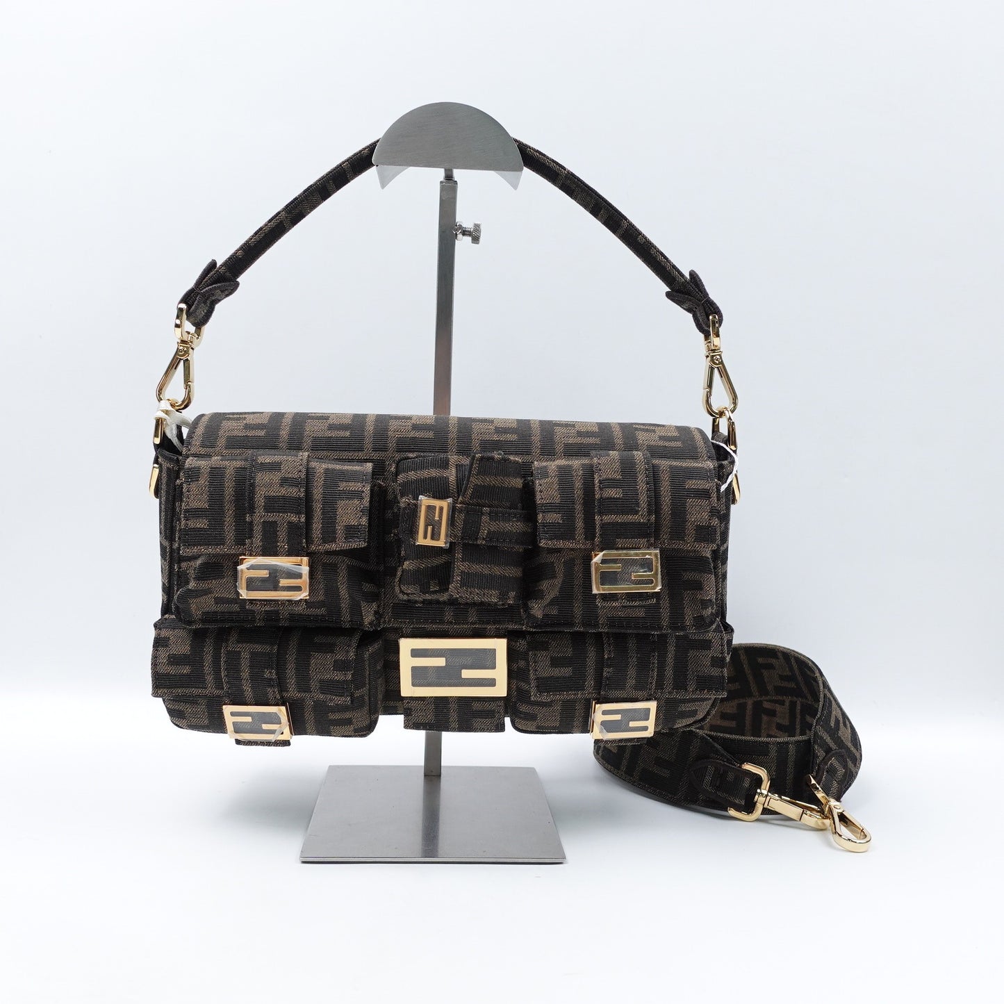Pre-owned Fendi Baguette Monogram Canvas Shoulder Bag