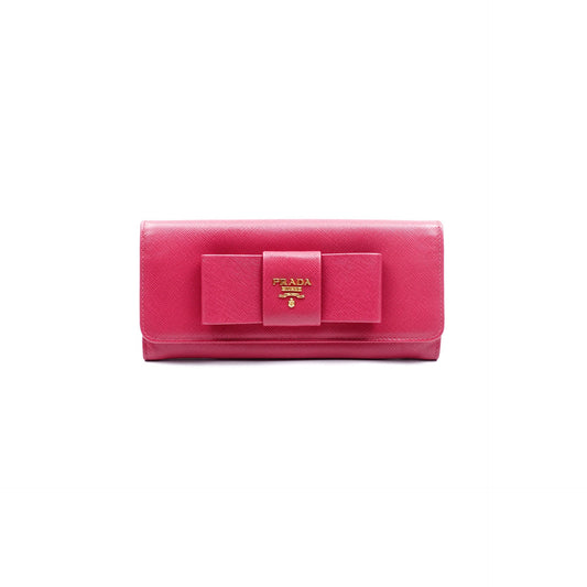 Pre-owned Prada Pink Calfskin Long Wallet