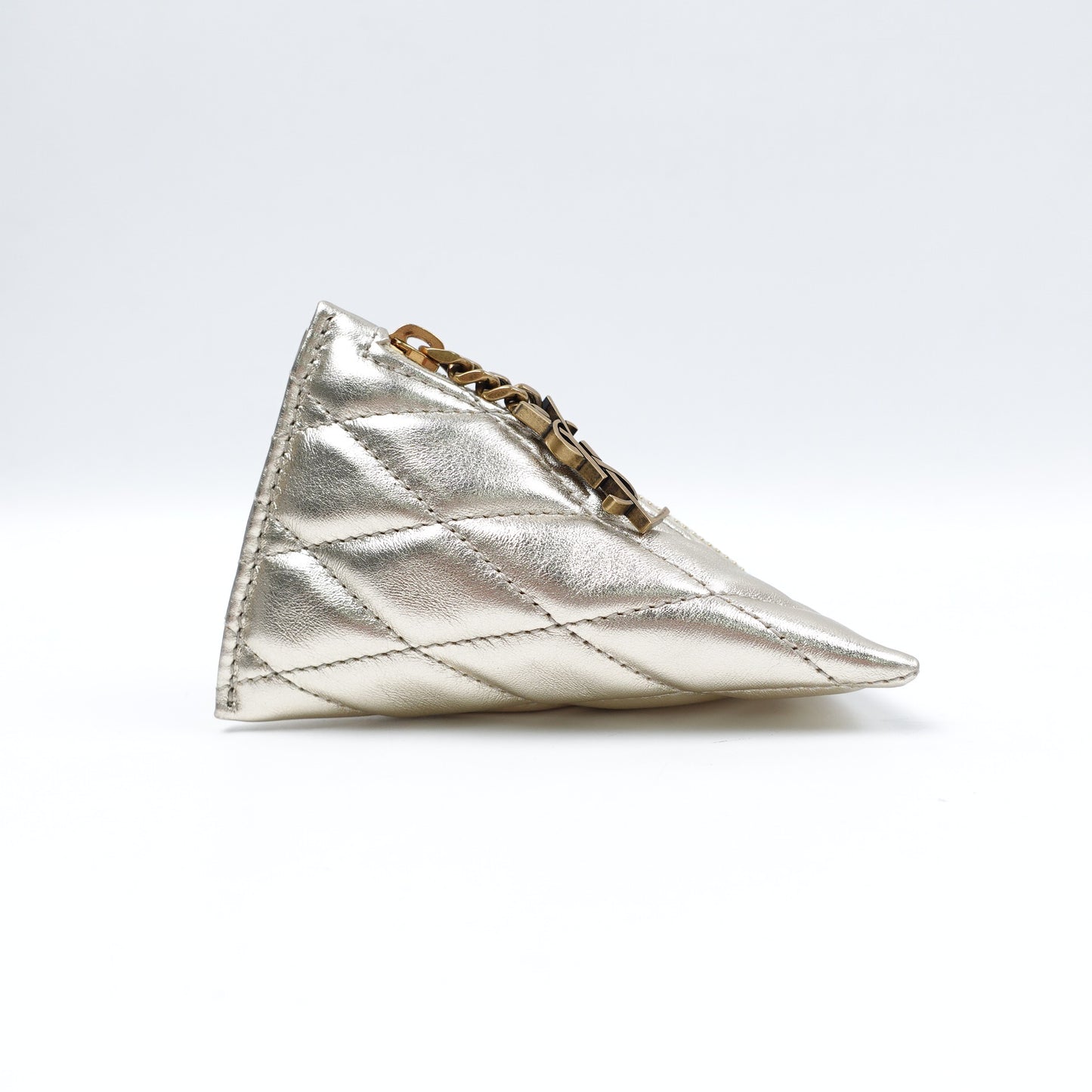 Pre-owned Saint Laurent Champaign Gold Lambskin Coin Purse