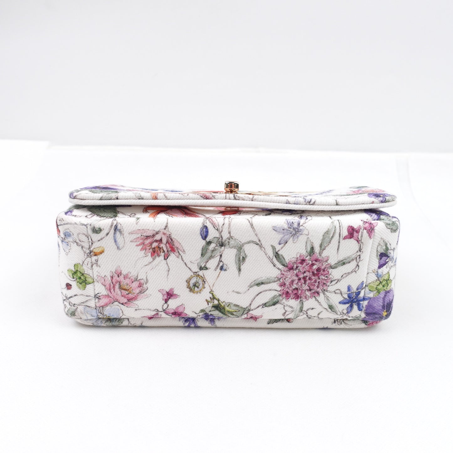 Dior Caro White and Multicolor Flower Printed Farbic Shoulder Bag
