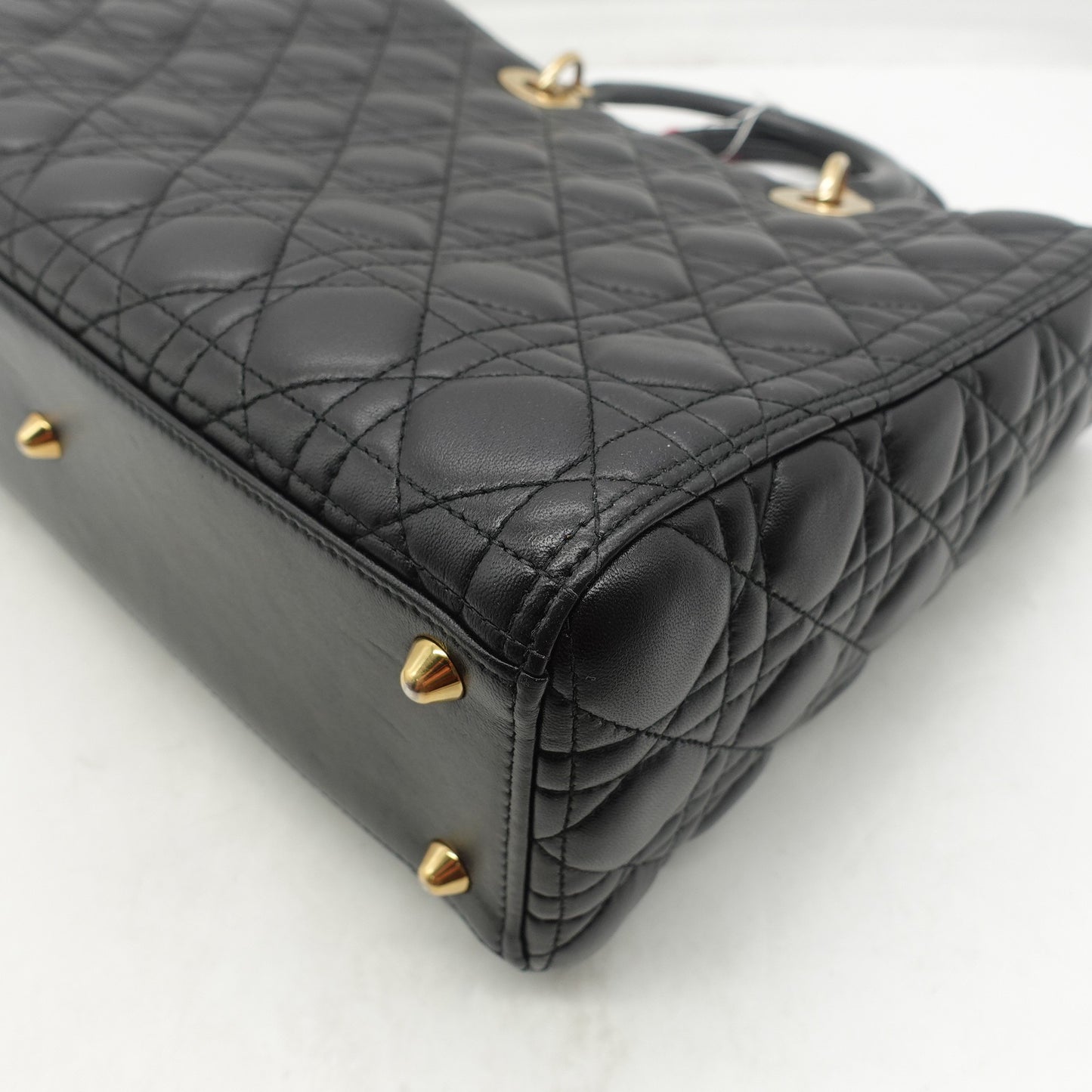 Pre-owned Dior Lady Dior Large Black Lambskin Shoulder Bag