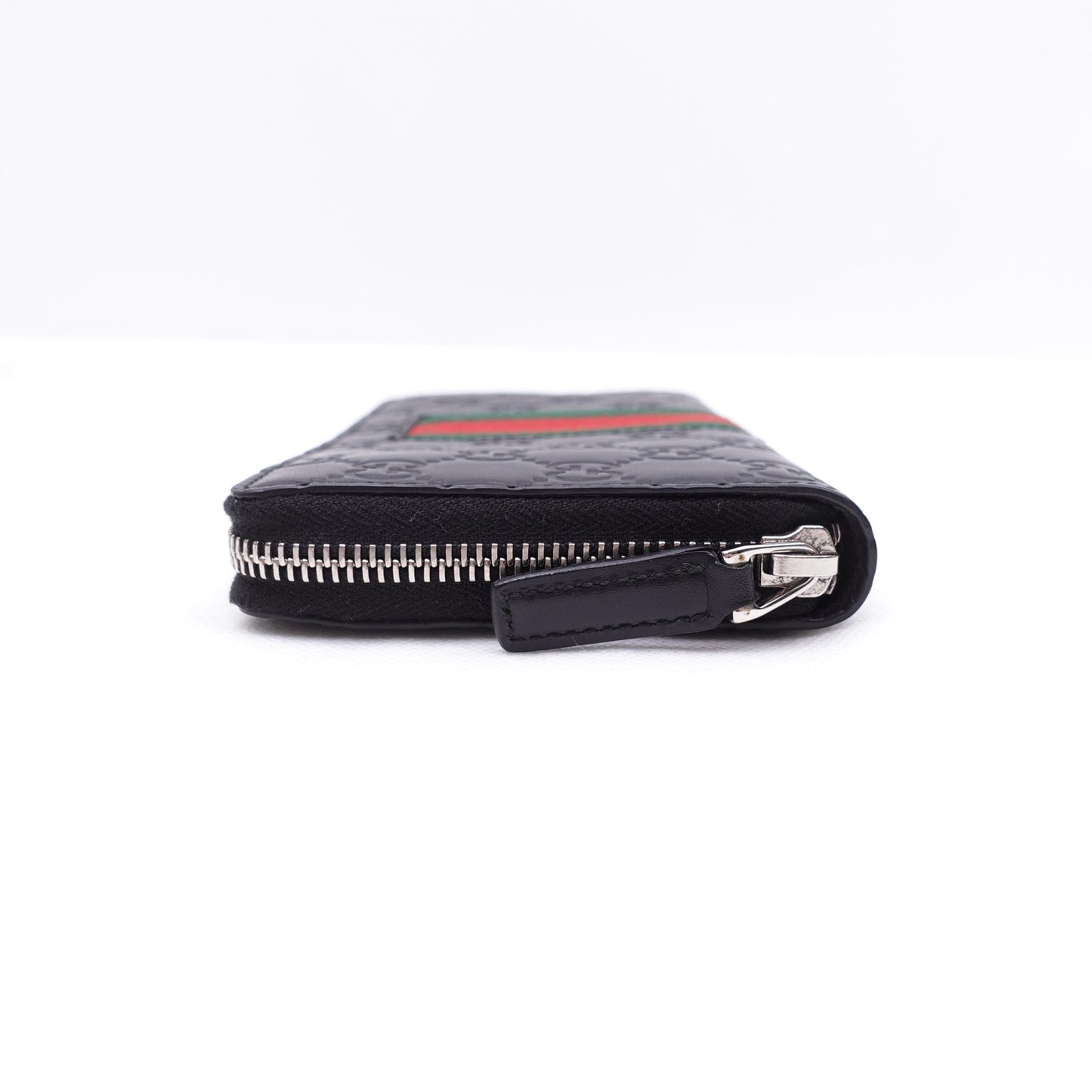 Pre-Owned Gucci Black&Red&Green Calfskin Long Wallet