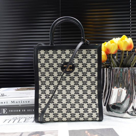 Pre-owned Celine Cabas Triomphe Canvas Handbag