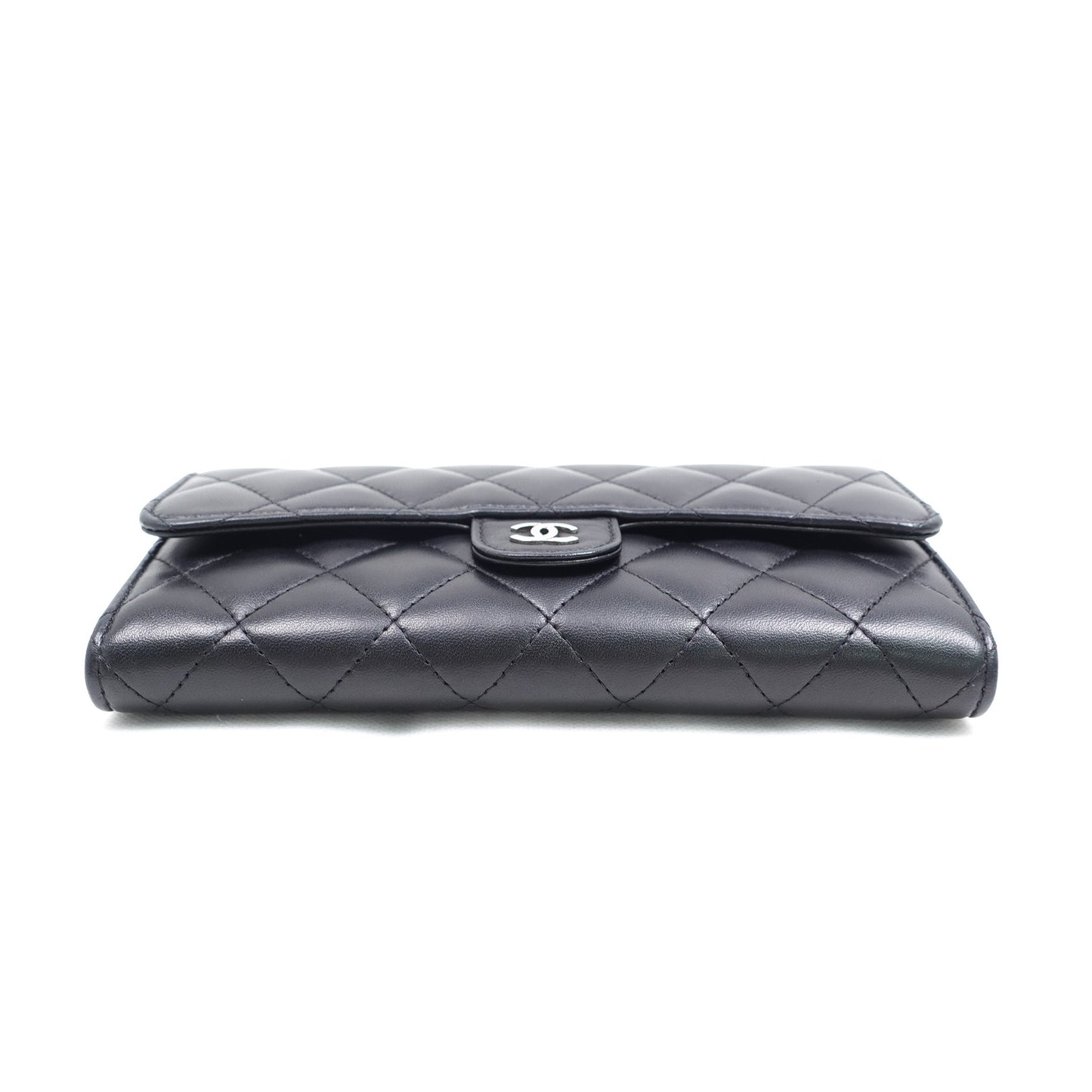 Pre-owned Chanel Classic Flap Black Lambskin Long Wallet