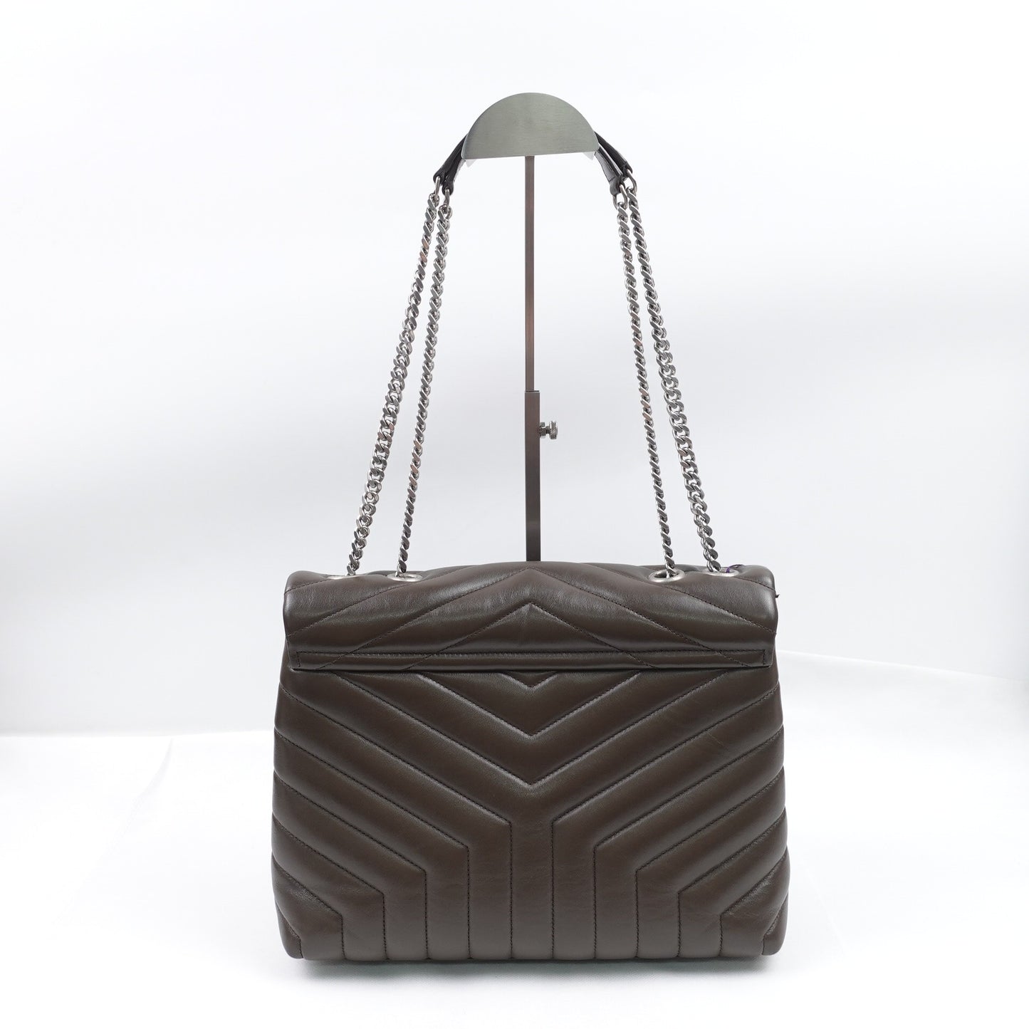 Pre-owned Saint Laurent Loulou Medium Grey Calfskin Shoulder Bag