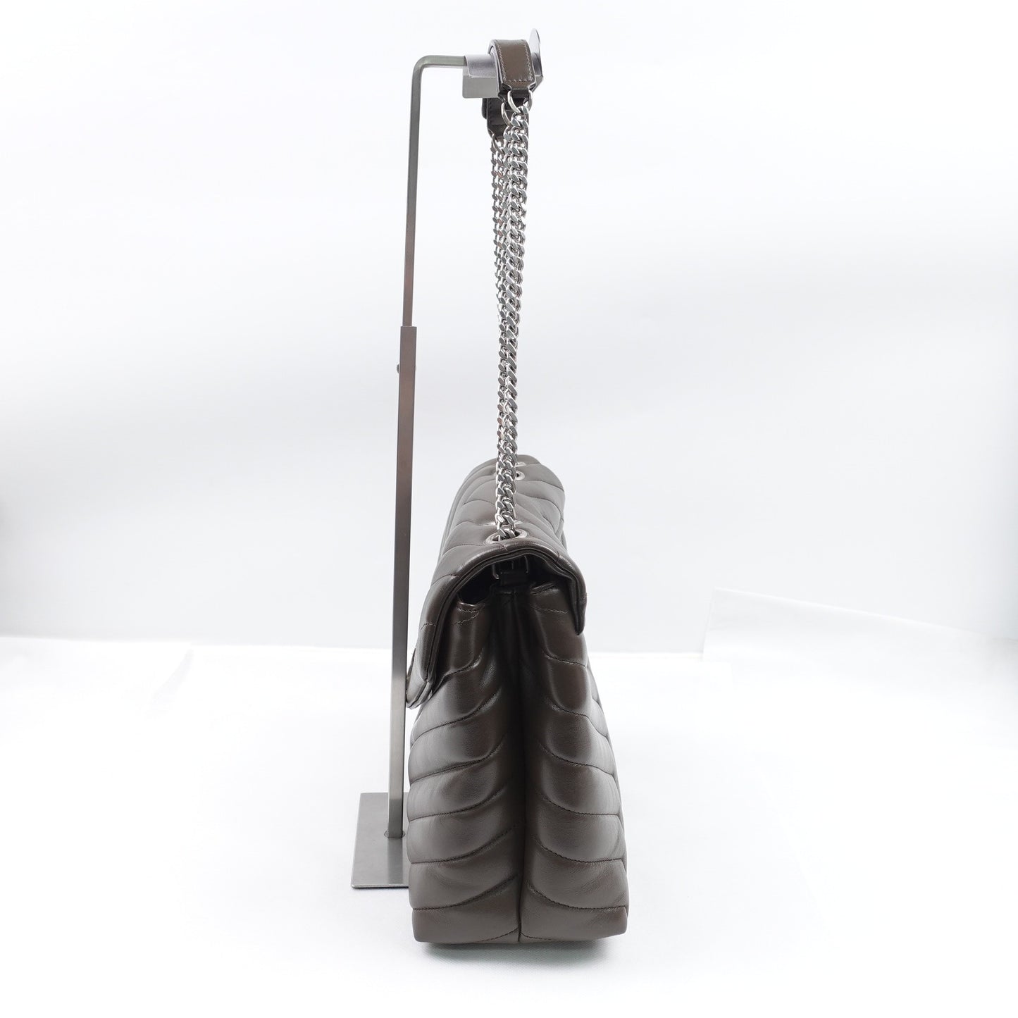 Pre-owned Saint Laurent Loulou Medium Grey Calfskin Shoulder Bag