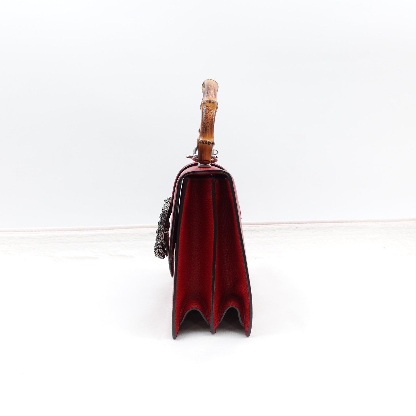 Pre-owned Gucci Dionysus Bamboo Red Calfskin Shoulder Bag
