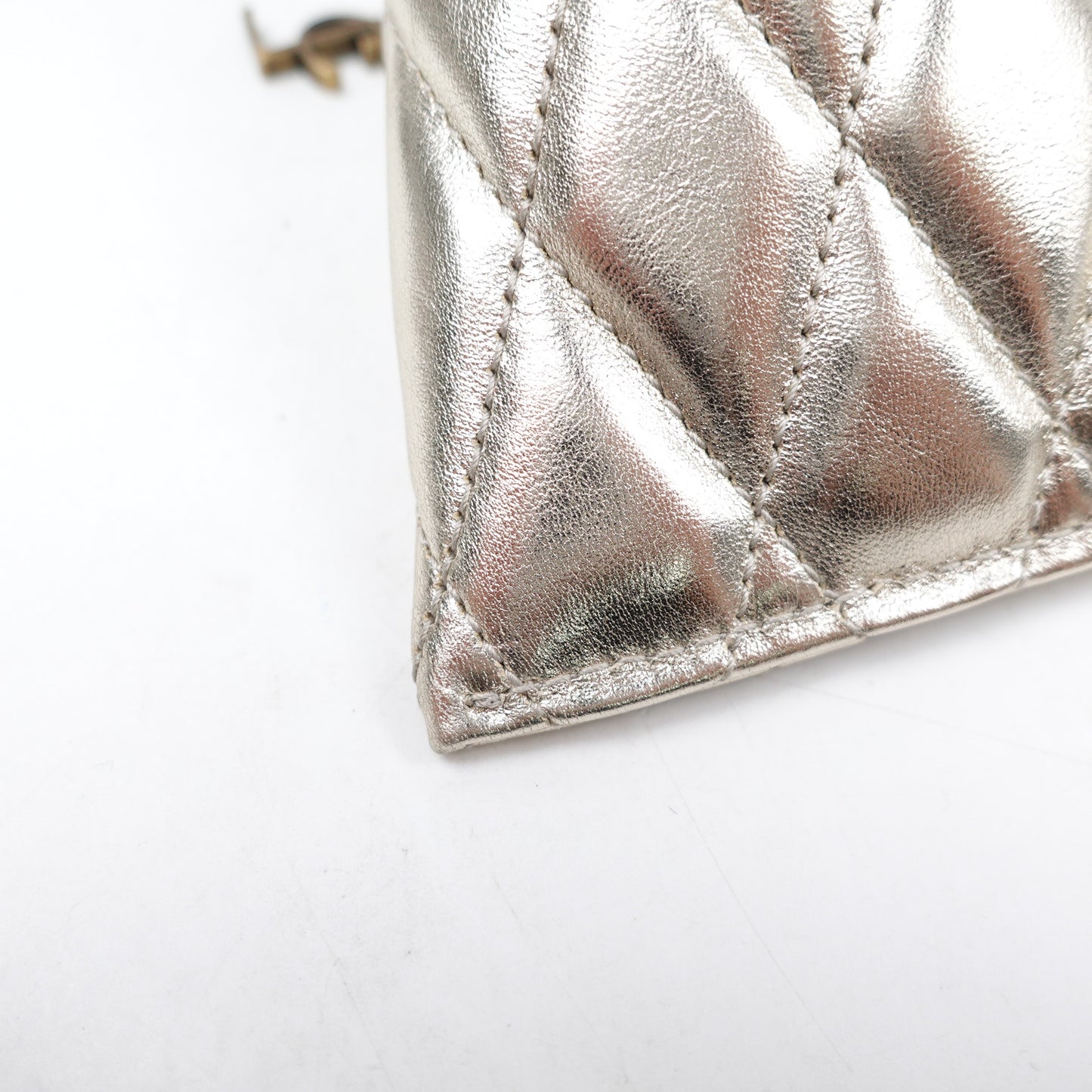 Pre-owned Saint Laurent Champaign Gold Lambskin Coin Purse