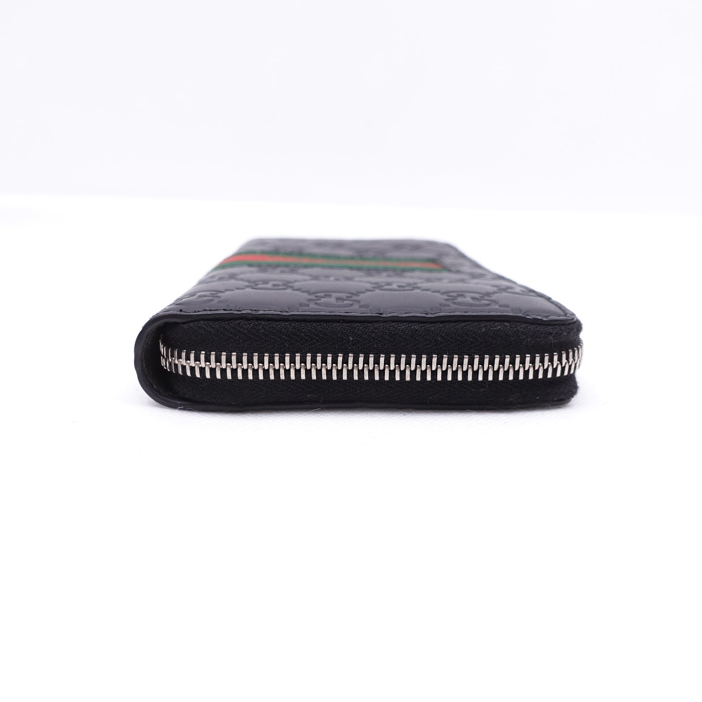 Pre-Owned Gucci Black&Red&Green Calfskin Long Wallet