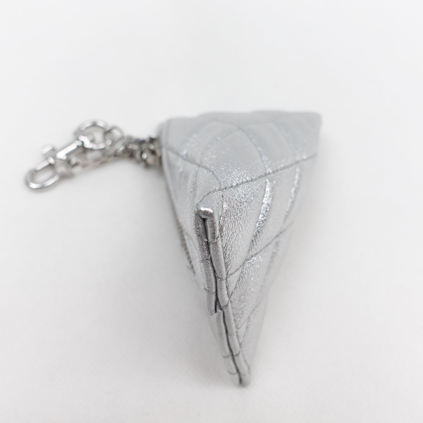 Pre-owned Saint Laurent Champaign Silver Lambskin Coin Purse