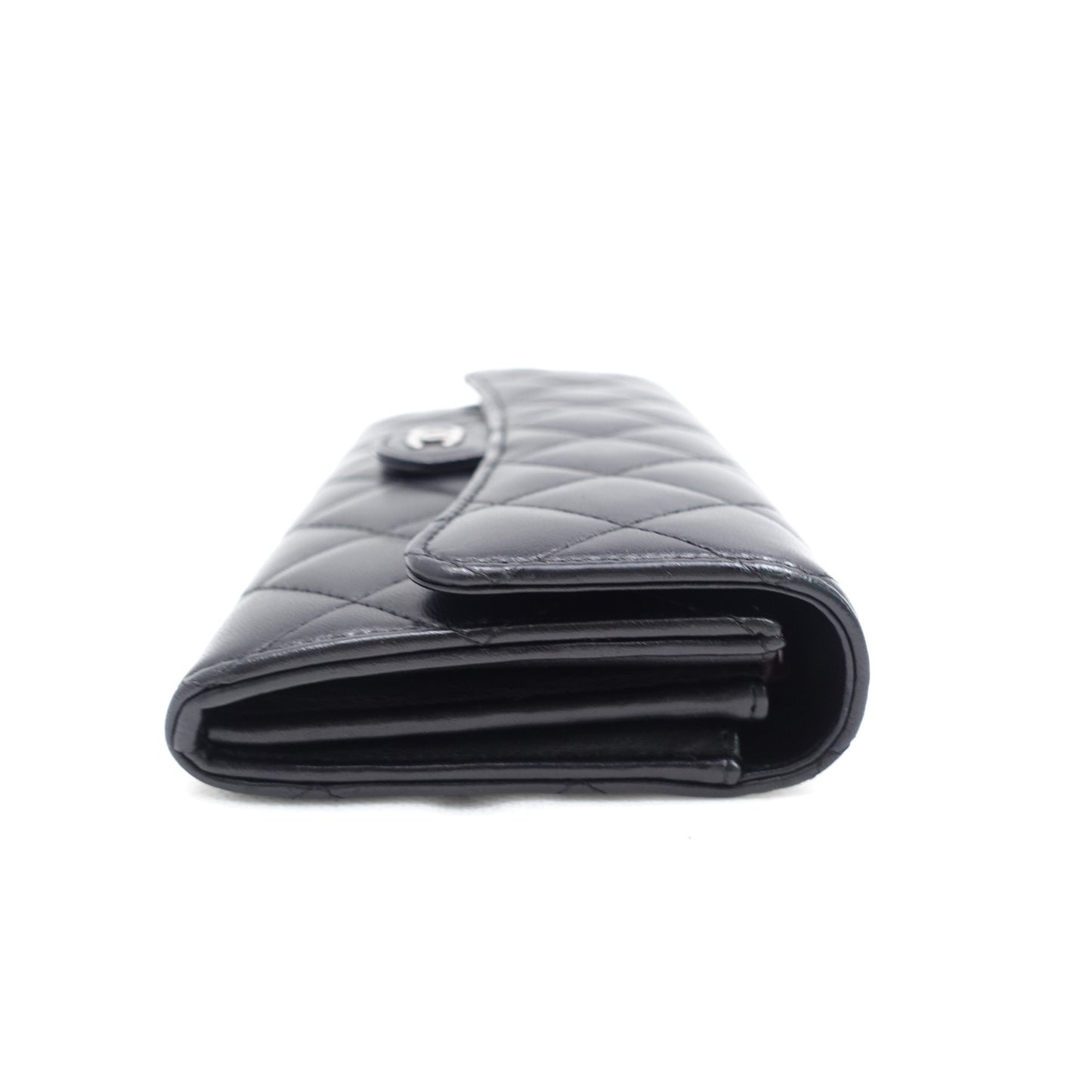 Pre-owned Chanel Classic Flap Black Lambskin Long Wallet