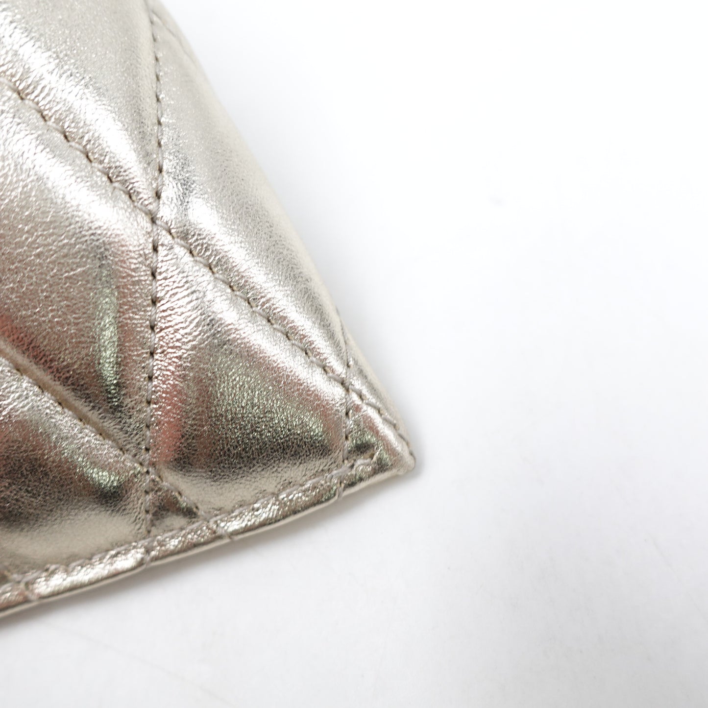 Pre-owned Saint Laurent Champaign Gold Lambskin Coin Purse