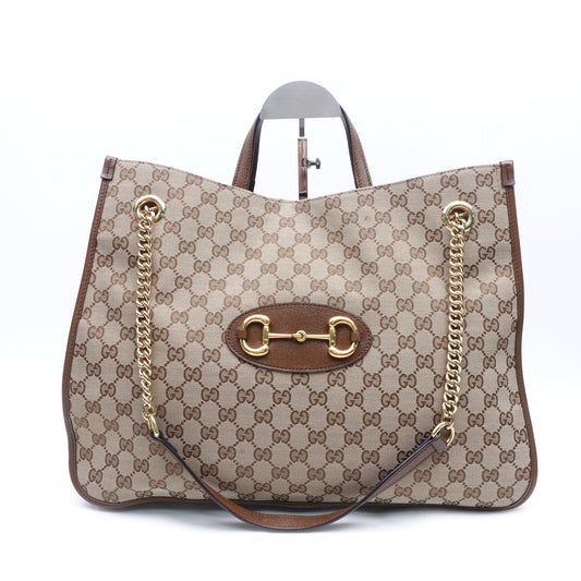 Pre-owned Gucci Horsebit 1955 Monogram Canvas Tote Bag T10309137