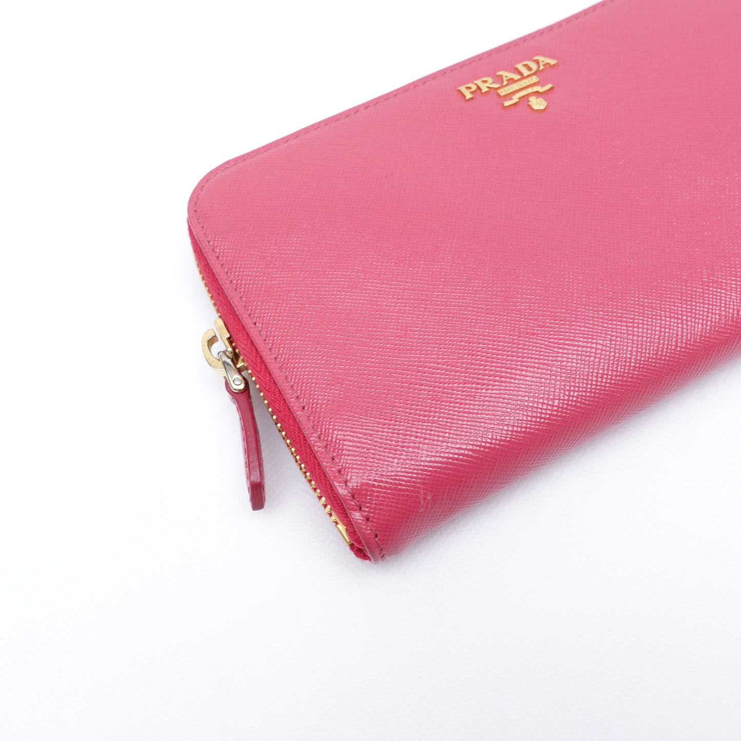 Pre-owned Prada Pink Saffiano Wallet