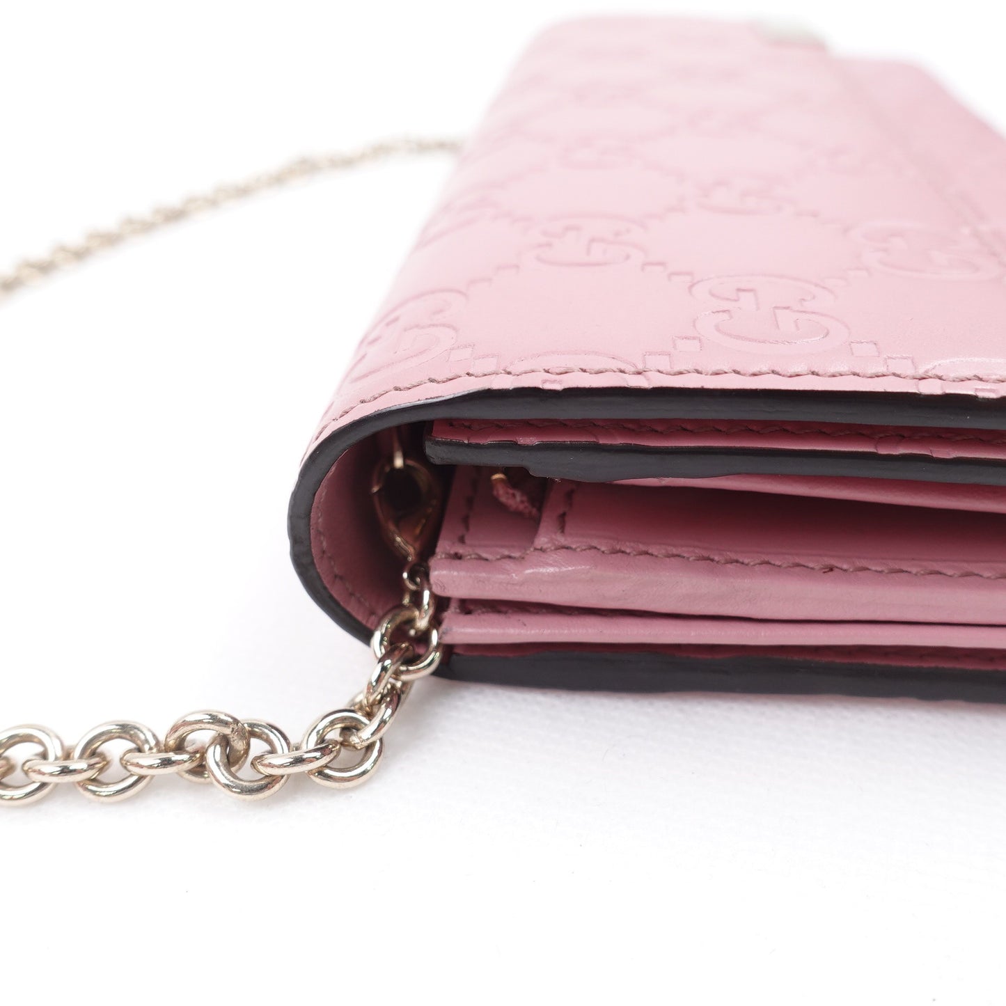 Pre-owned Gucci Guccissima Signature Dice Pink Calfskin WOC