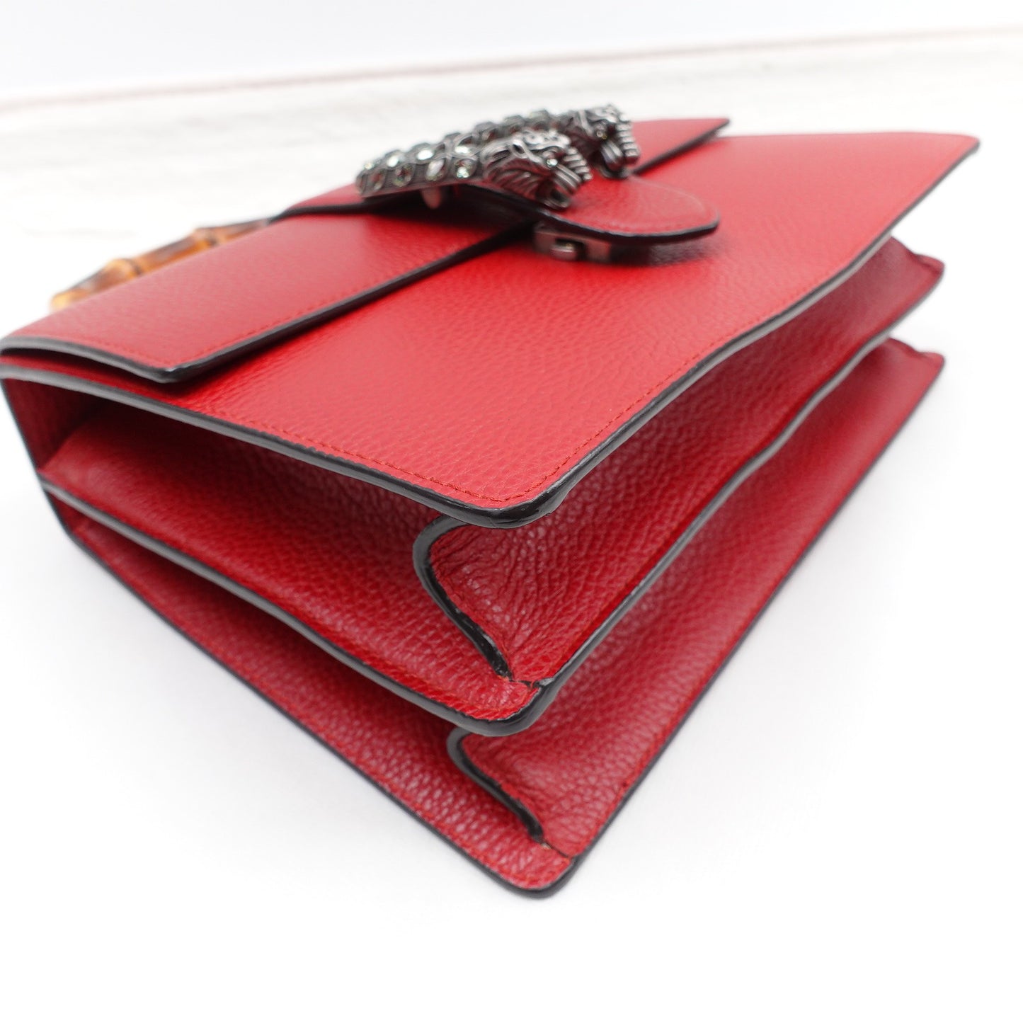 Pre-owned Gucci Dionysus Bamboo Red Calfskin Shoulder Bag