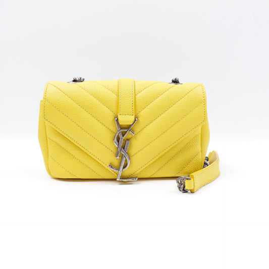 Pre-owned Yves Saint Laurent College Yellow Calfskin Shoulder Bag
