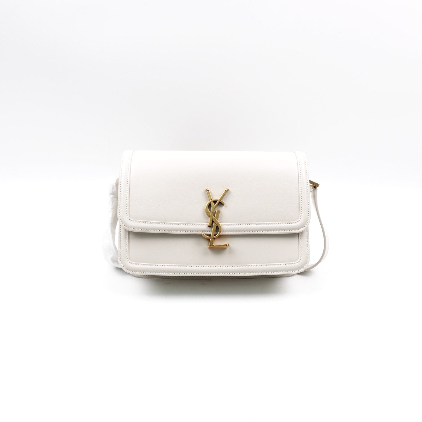 Pre-owned Saint Laurent White Solferion Calfskin Shoulder Bag