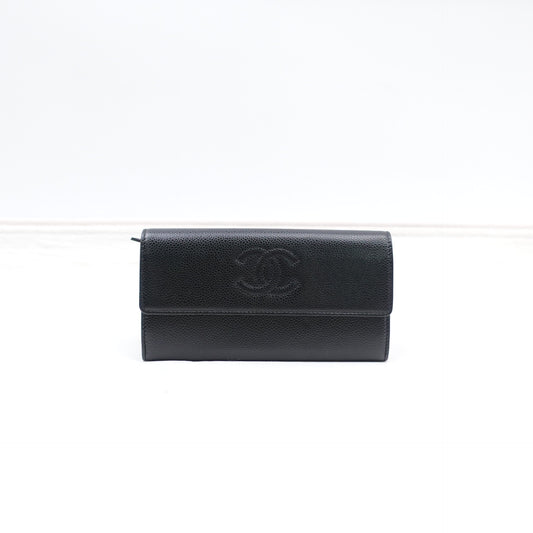 Pre-owned Chanel Black Caviar Wallet