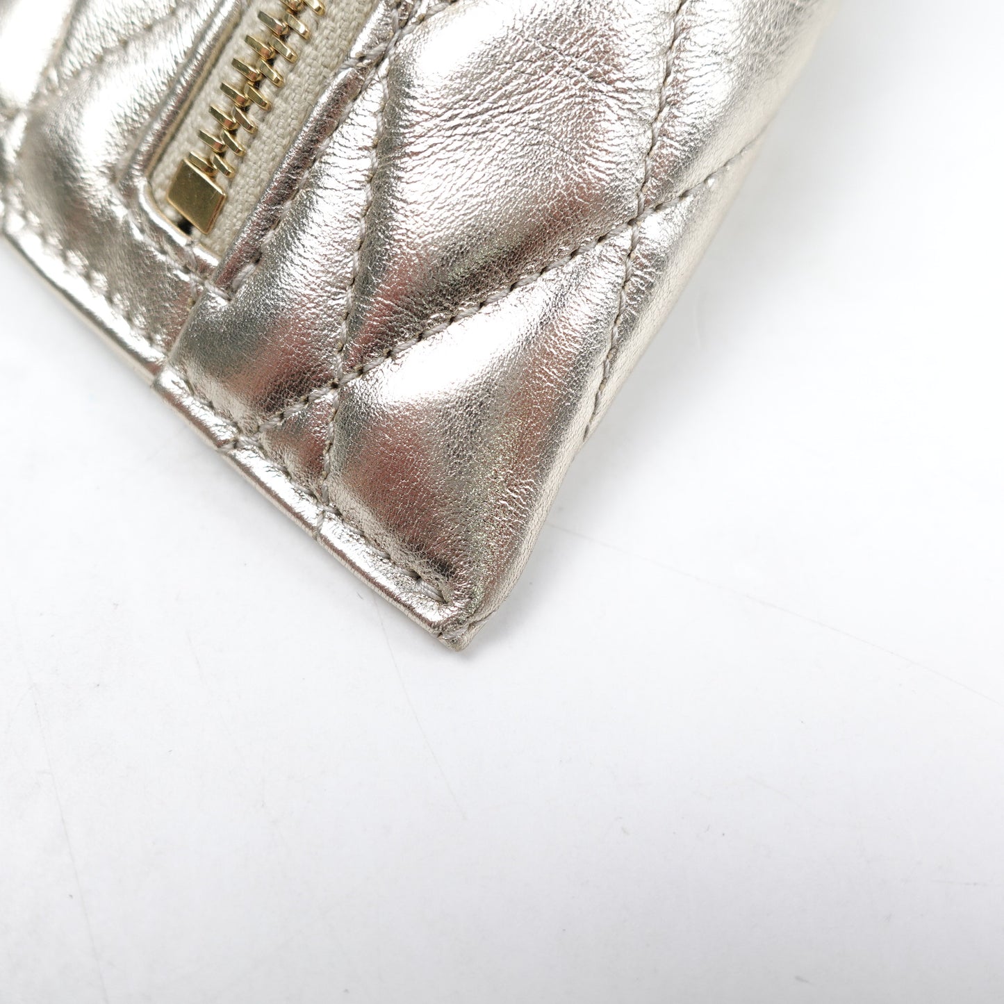 Pre-owned Saint Laurent Champaign Gold Lambskin Coin Purse