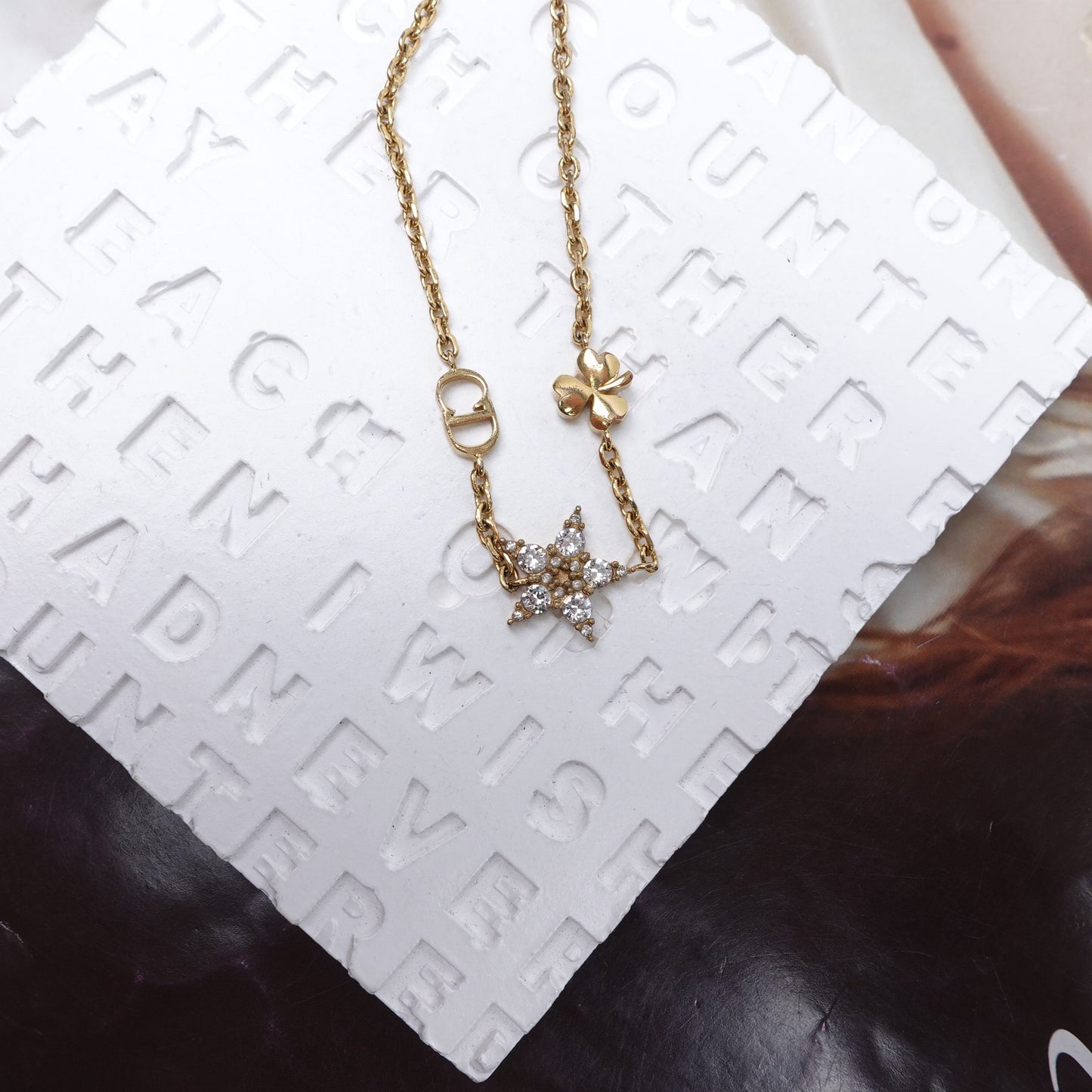 Pre-Owned Dior Glodtone Metal&Crystal CD Star Bracelet