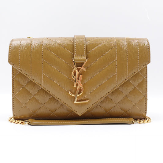 Pre-owned Saint Lauent Envelope Dark Yellow Calfskin Shoulder Bag