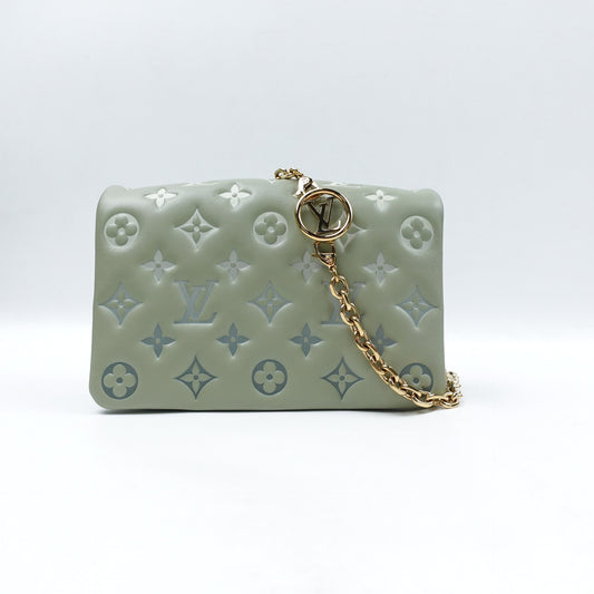 Pre-Owned Pochette Coussin Green Lambskin Shoulder Bag