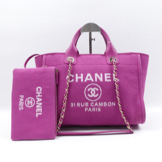 Pre-owned Chanel DeauVille Purple Canvas Tote Bag
