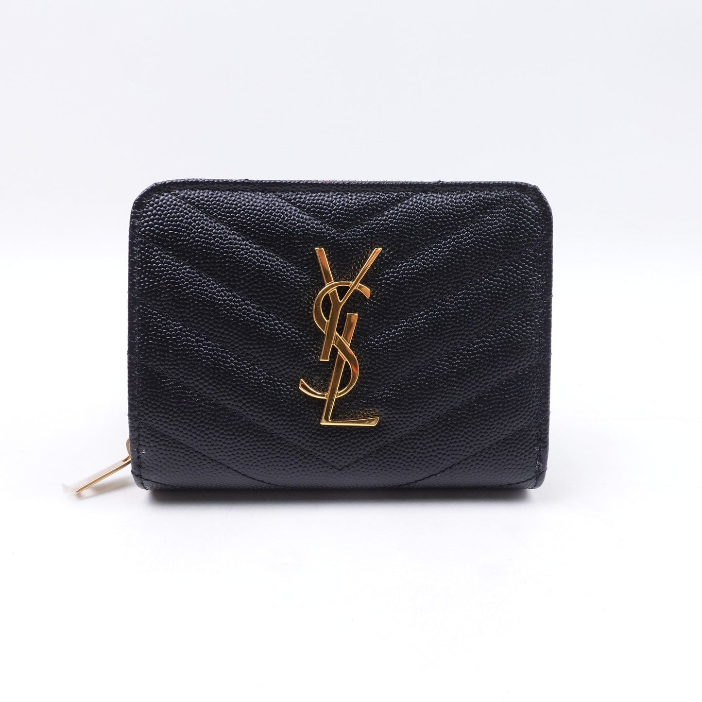 Pre-owned Saint Laurent Monogramme Black Calfskin Short Wallet