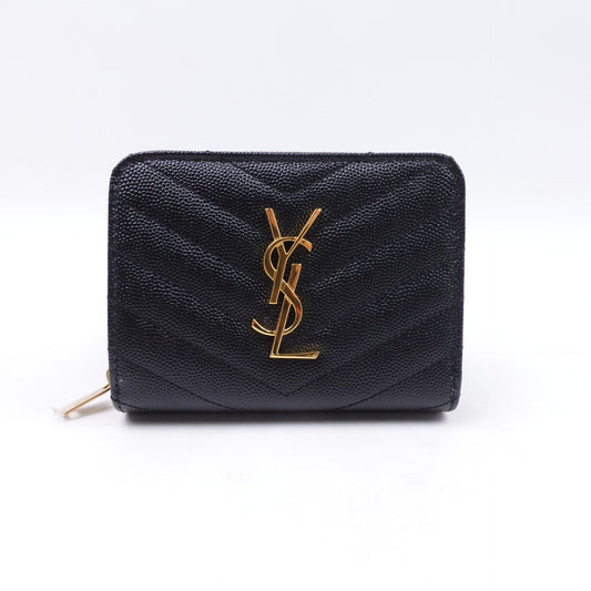 Pre-owned Saint Laurent Monogramme Black Calfskin Short Wallet