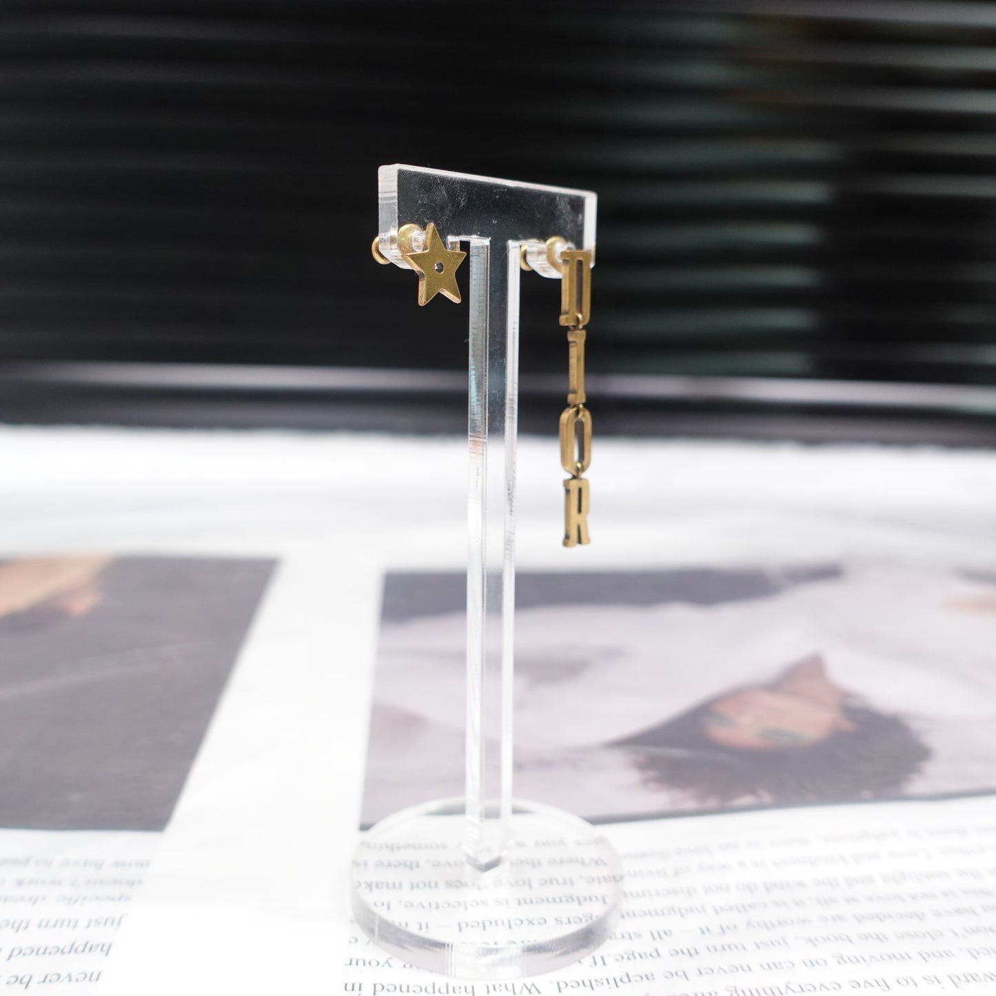 Pre-Owned Dior Star&Letter Chain Earrings