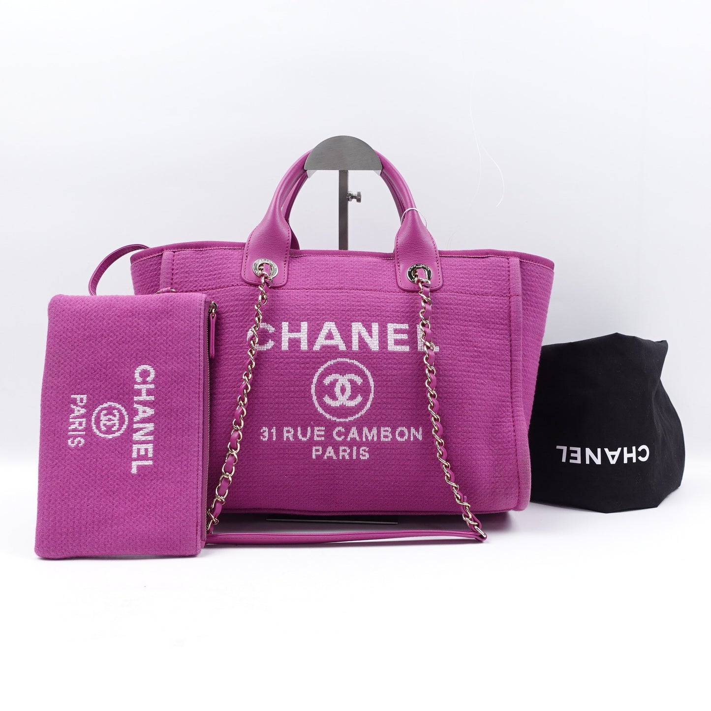 Pre-owned Chanel DeauVille Purple Canvas Tote Bag
