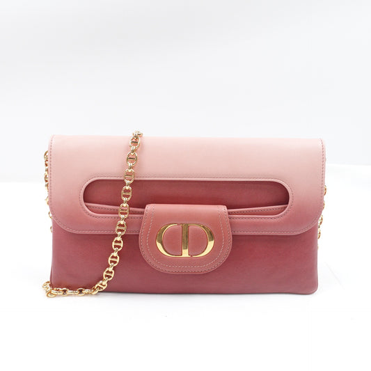 Pre-owned Dior Double Gradient Pink Calfskin Shoulder Bag