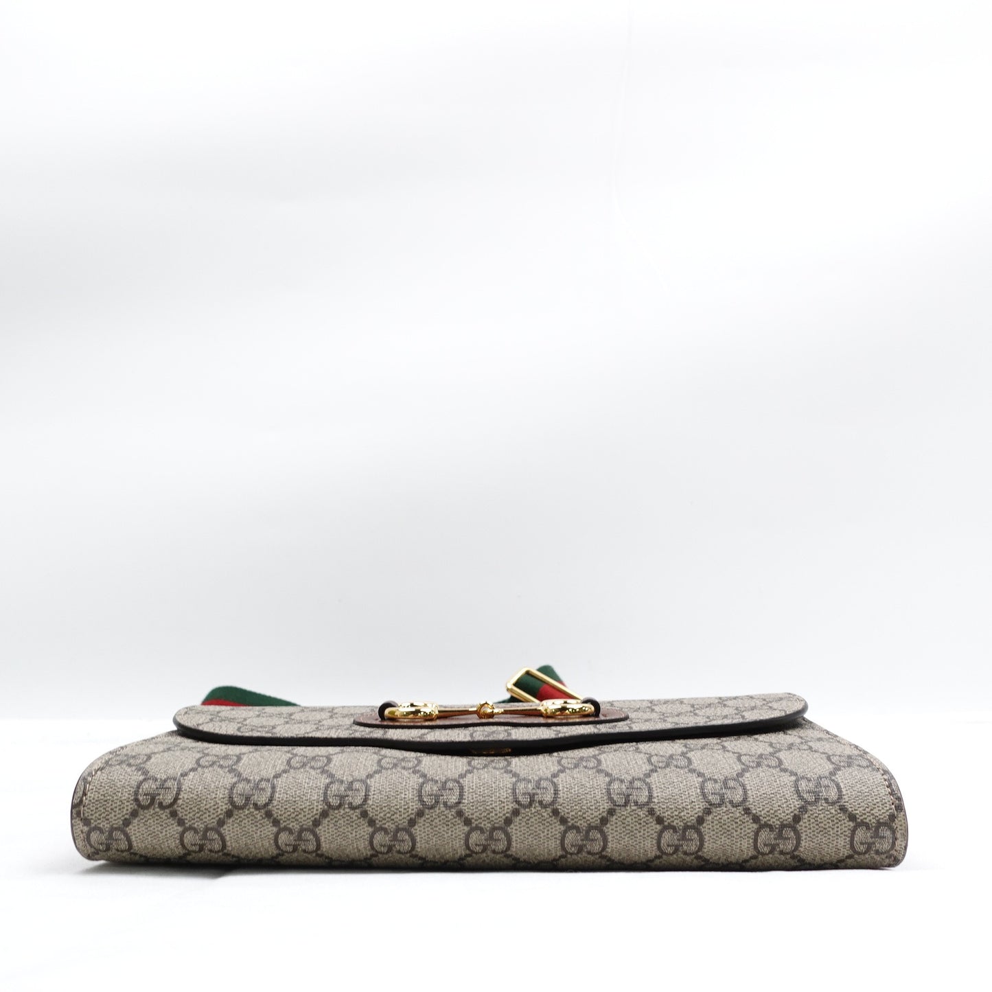 Pre-owned Gucci Horsebit 1955 Medium Brown GG Supreme Coated Canvas Shoulder Bag