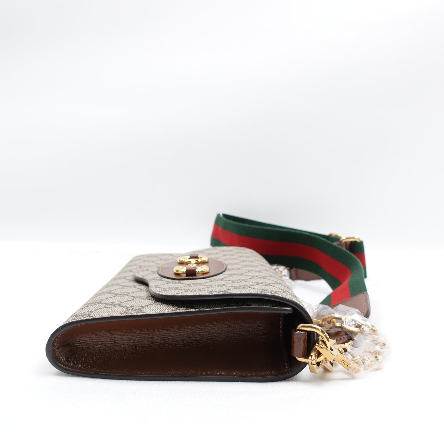 Pre-owned Gucci Horsebit 1955 Medium Brown GG Supreme Coated Canvas Shoulder Bag