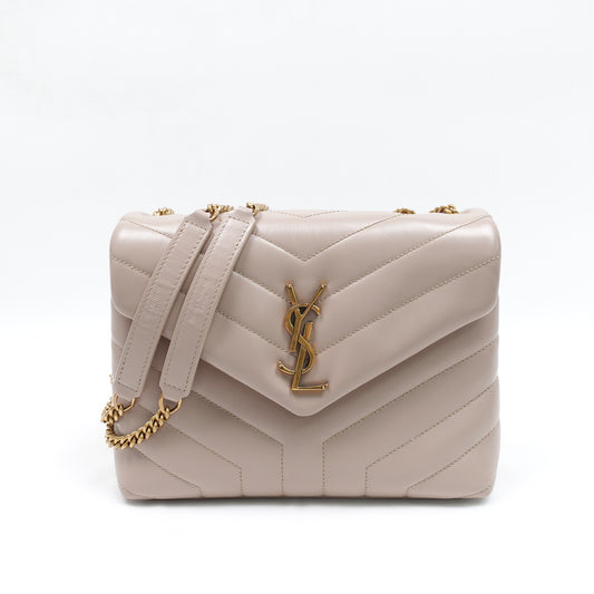 Pre-owned Saint Laurent Loulou Small Beige Canvas Shoulder Bag