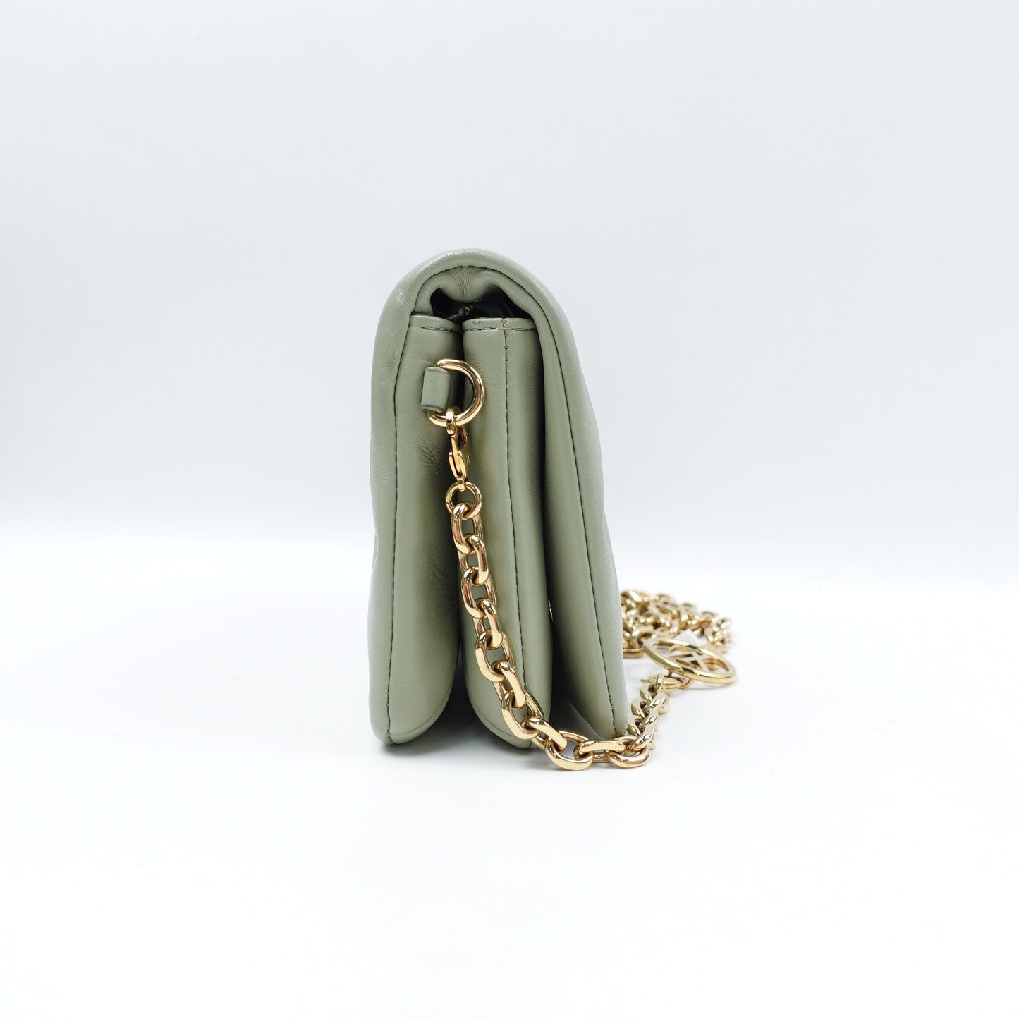 Pre-Owned Pochette Coussin Green Lambskin Shoulder Bag