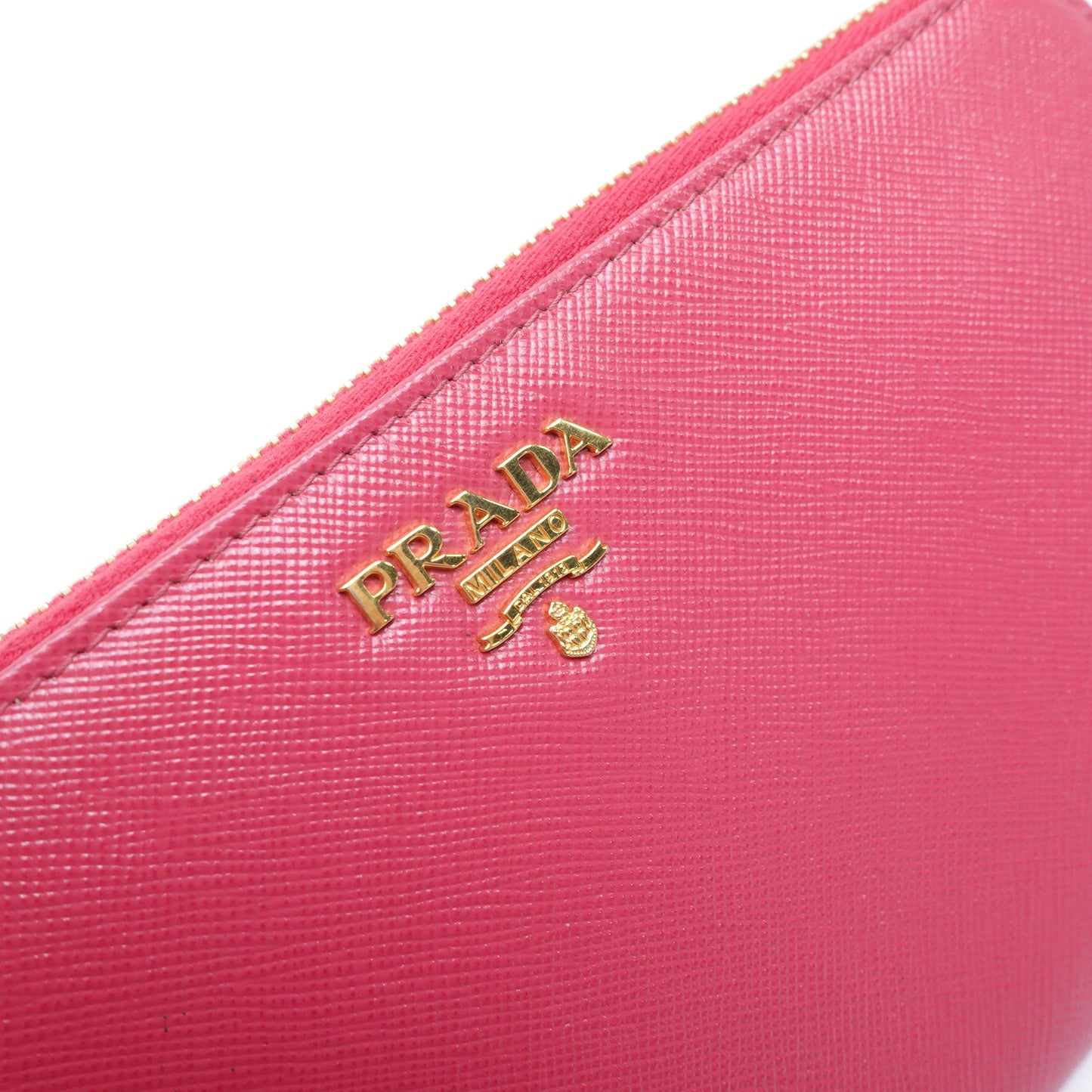 Pre-owned Prada Pink Saffiano Wallet