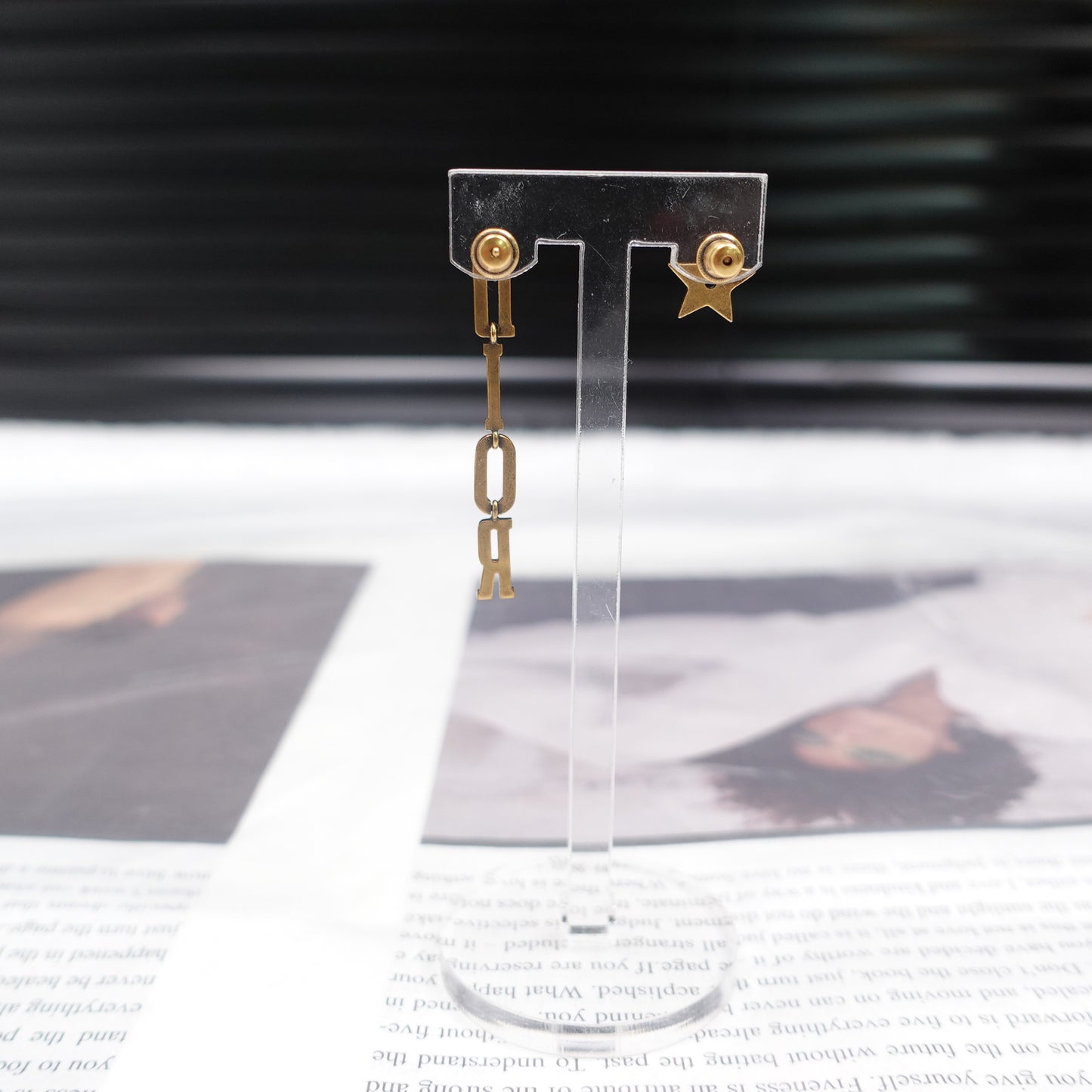 Pre-Owned Dior Star&Letter Chain Earrings