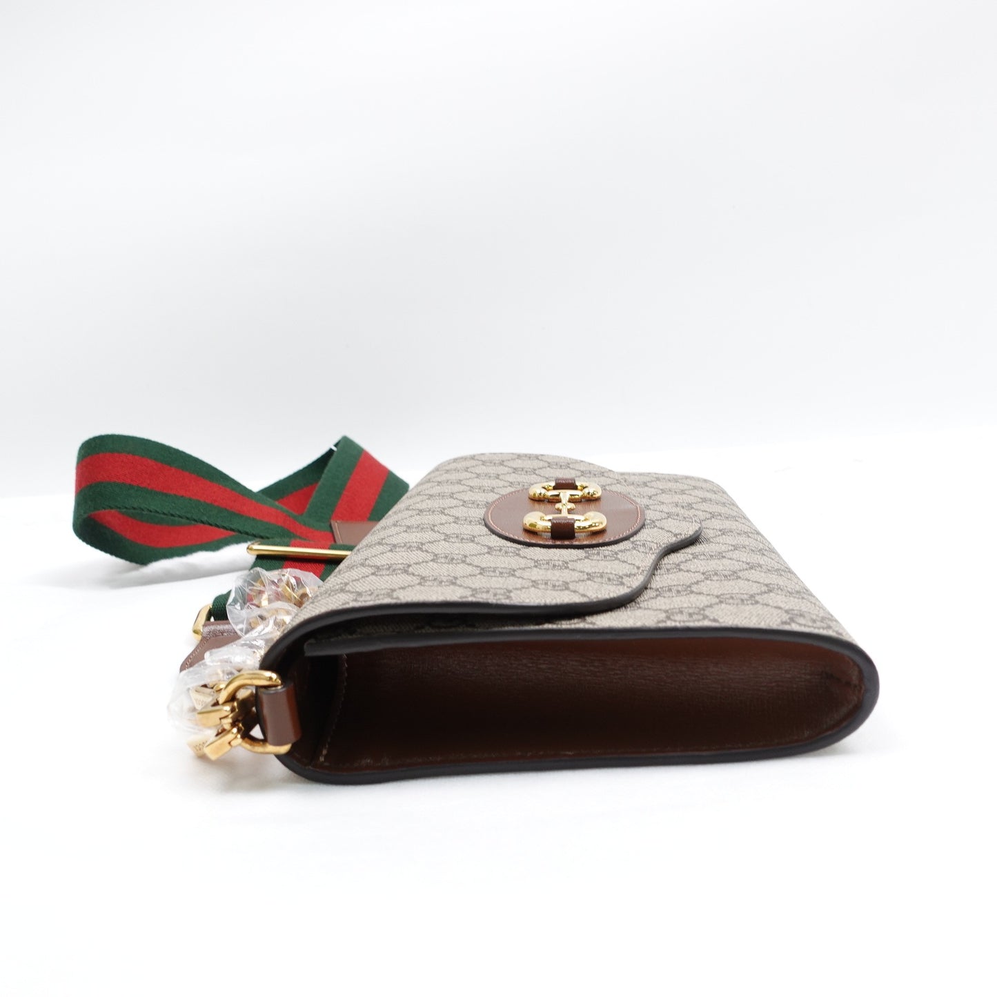 Pre-owned Gucci Horsebit 1955 Medium Brown GG Supreme Coated Canvas Shoulder Bag