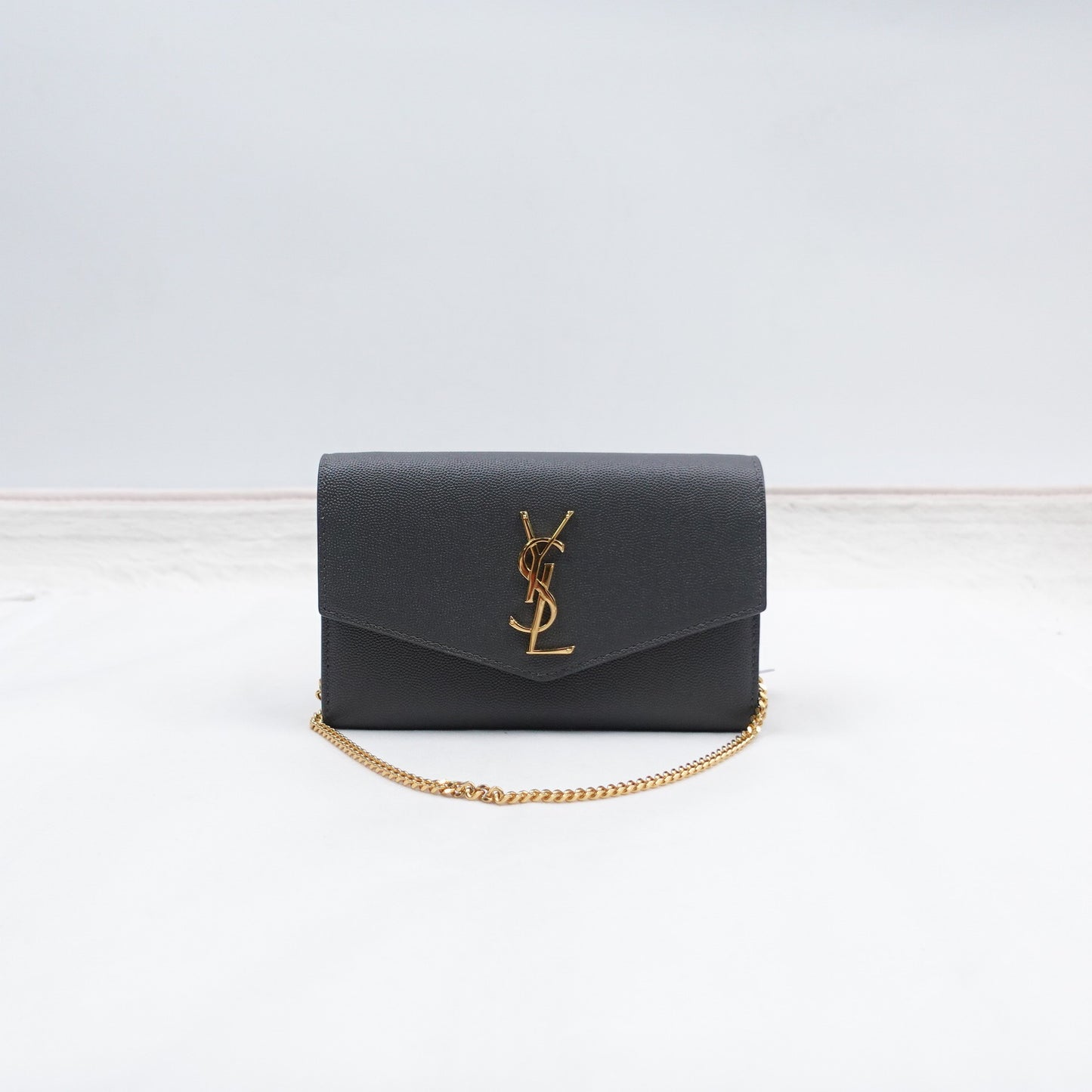 Pre-owned Saint Laurent Cassandre Black Calfskin Shoulder Bag T10299883