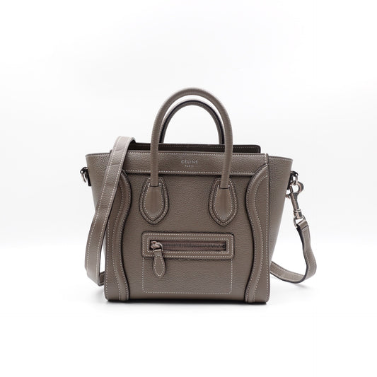 Pre-owned Celine Luggage Nano Gray Calfskin Shoulder Bag T10289305