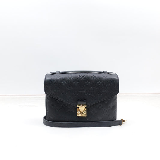 Pre-owned Louis Vuitton Pochette Metis Empreinte Leather Black Calfskin Shoulder Bag