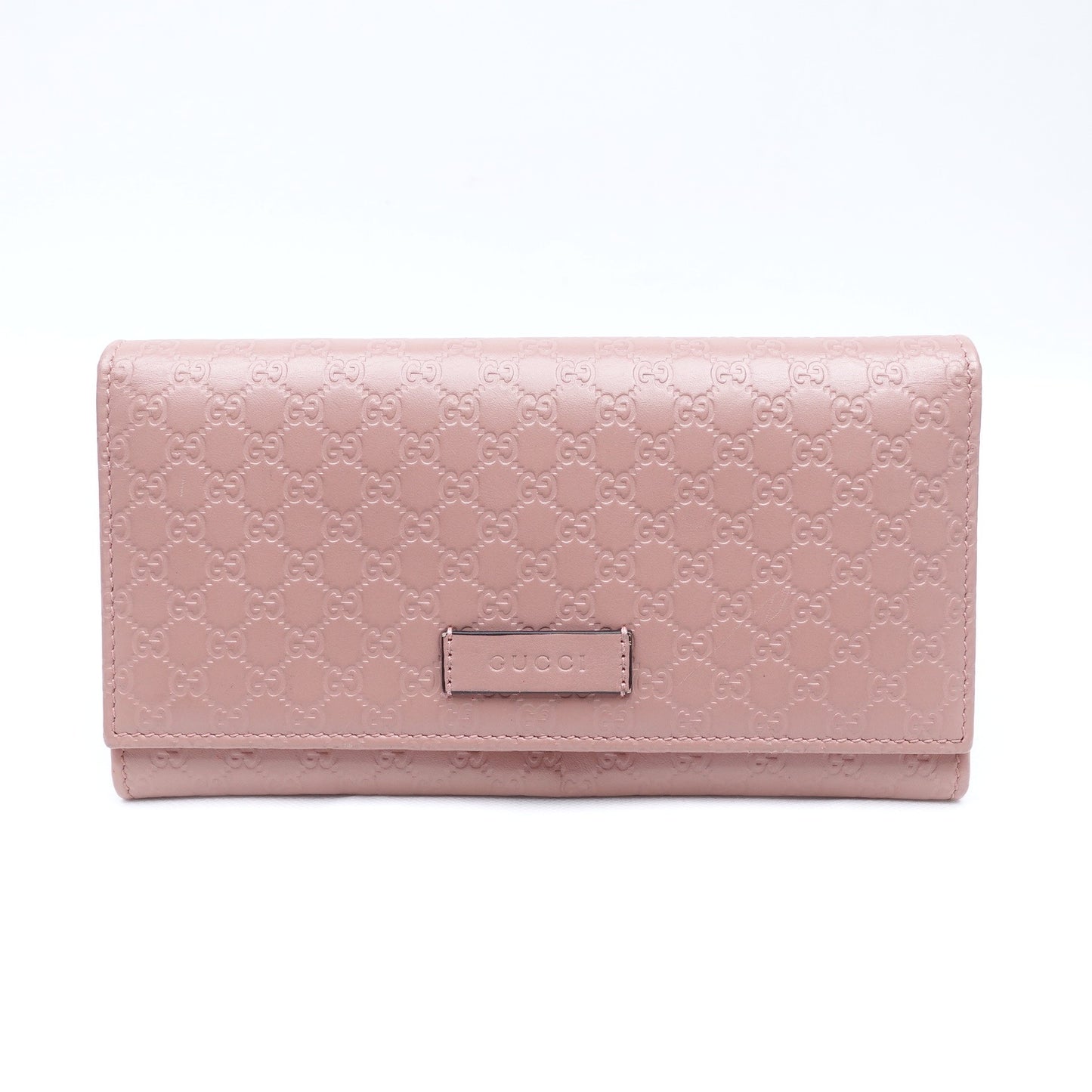 Pre-owned Gucci Pink Inprint Calfskin Wallet