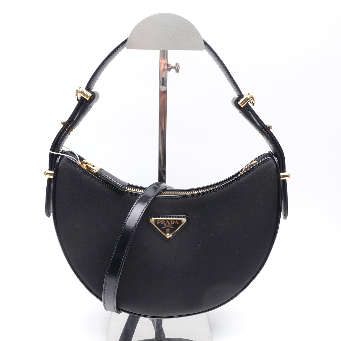 Pre-owed Prada Arque Black Nylon Hobo Bag