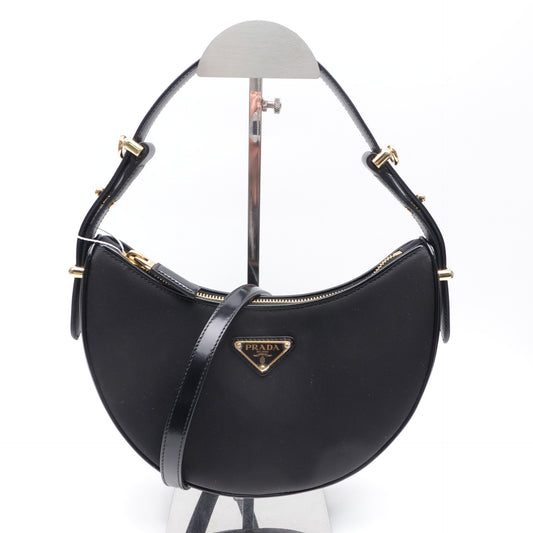 Pre-owed Prada Arque Black Nylon Hobo Bag