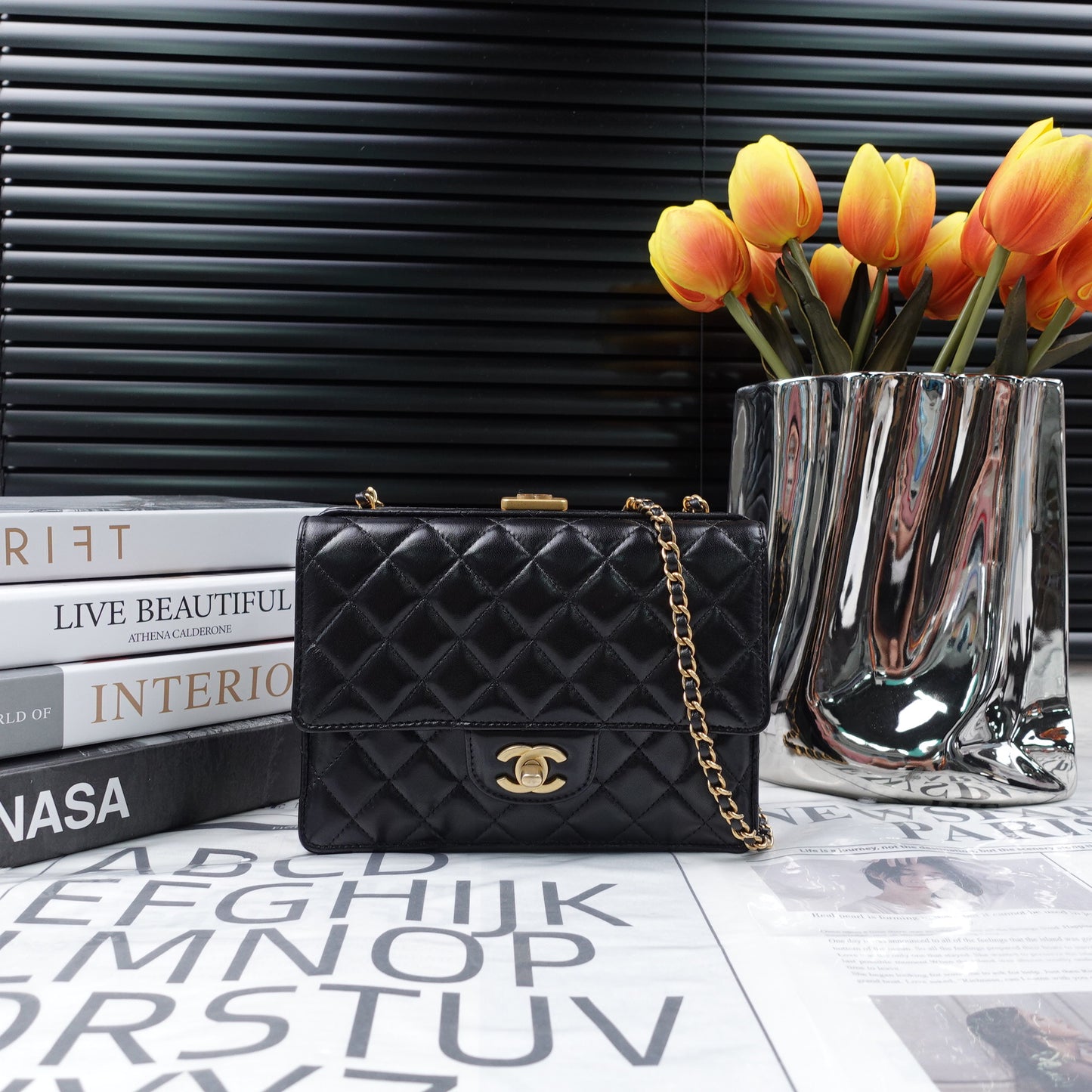 Pre-Owned Chanel Trendy CC Black Lambskin Shoulder Bag