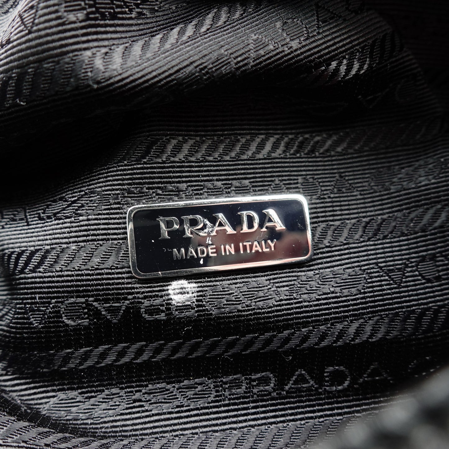 Pre-Owned Prada Padded Nappa Triangular Black Lambskin Shoulder Bag