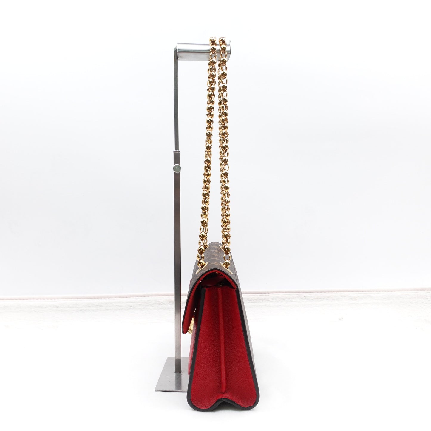 Pre-owned Victoire Monogram&Red Coated Canvas&Calfskin Shoulder Bag