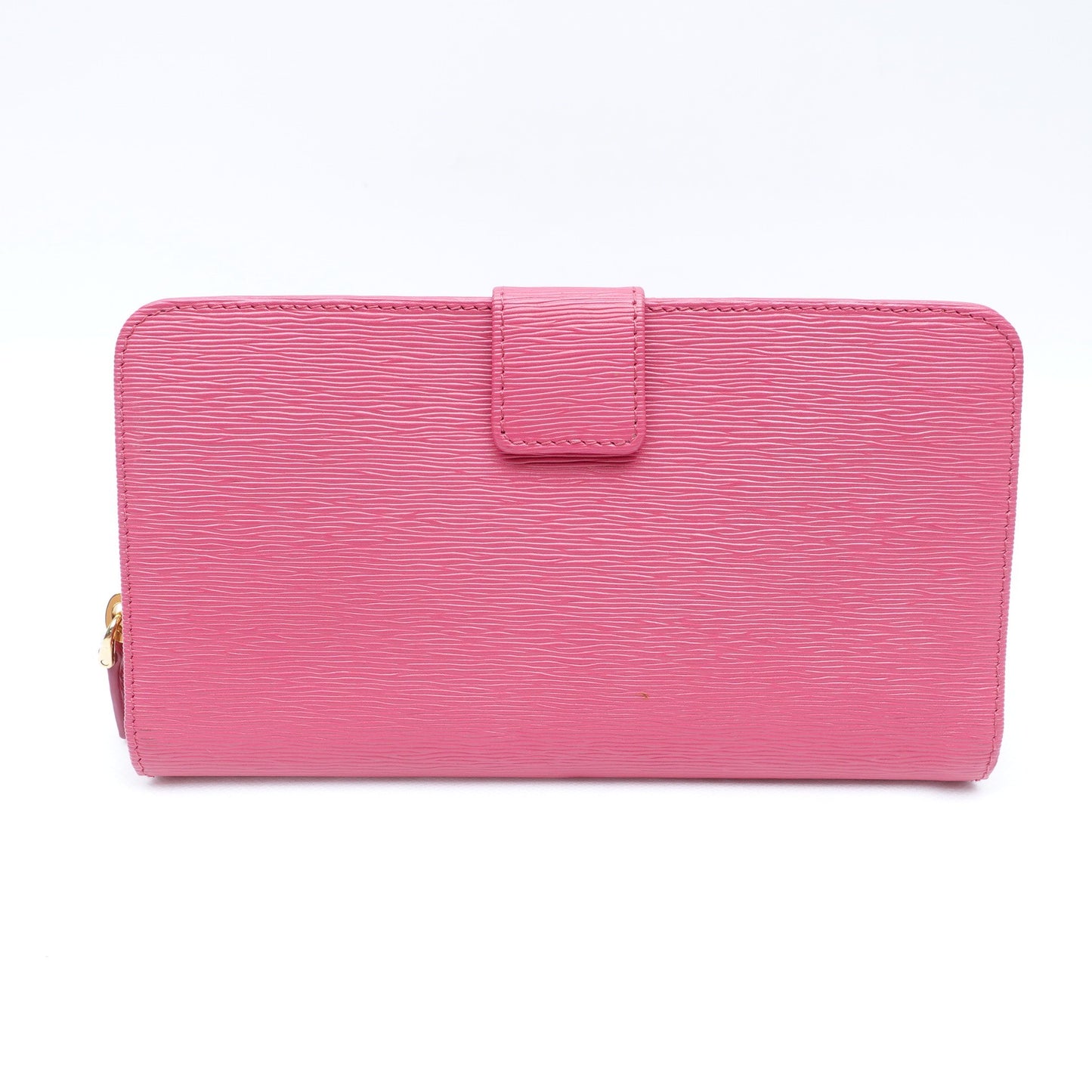 Pre-owned Prada Saffiano Pink Calfskin Long Zippy Wallet